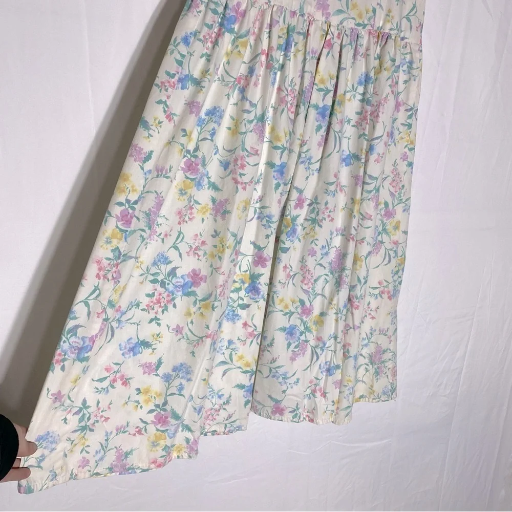 Vintage Handmade Pastel Floral Cottagecore Peasant Garden Tea Party Dress M - Picture 11 of 16
